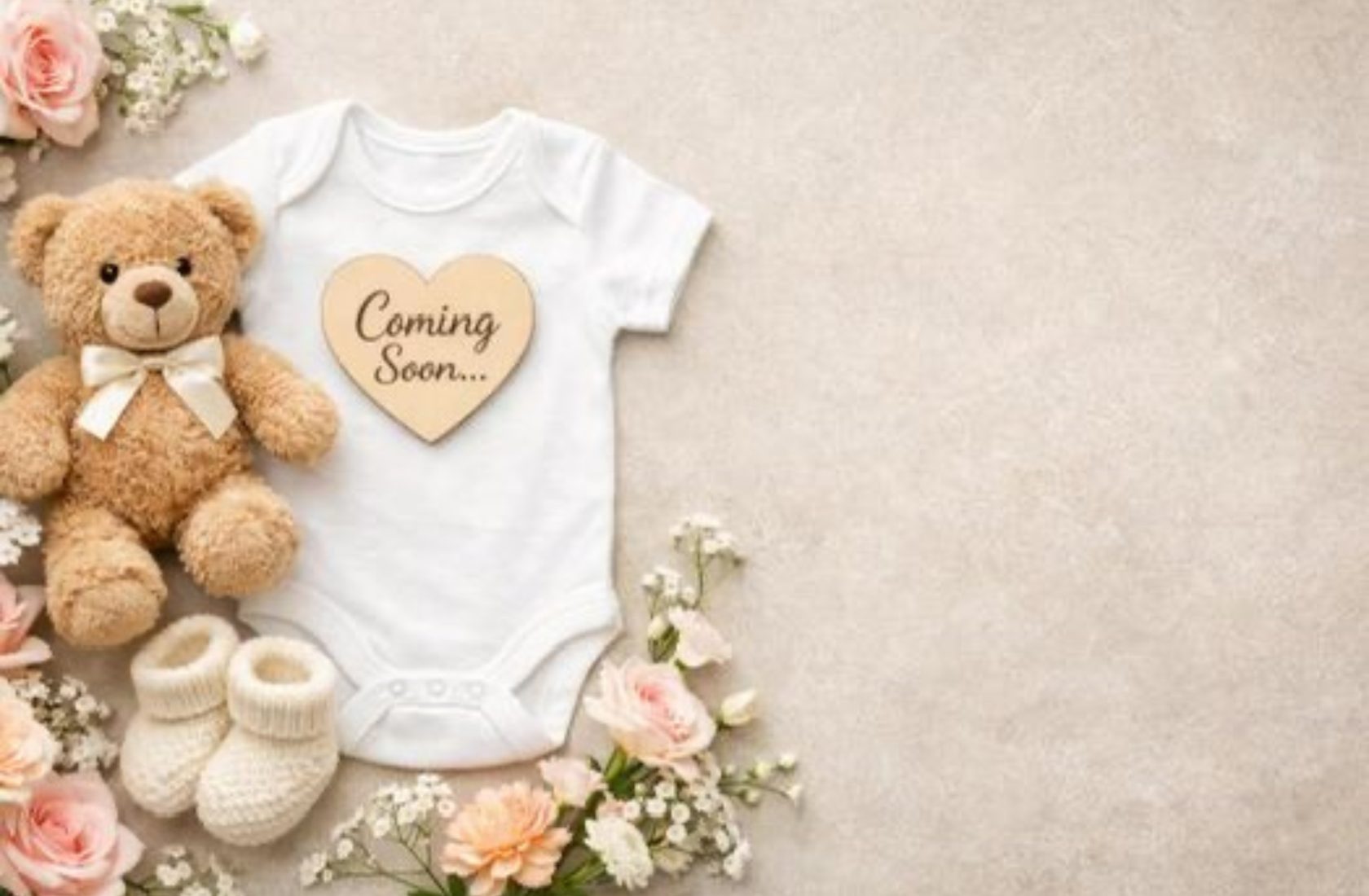 Baby clothes and teddy bear